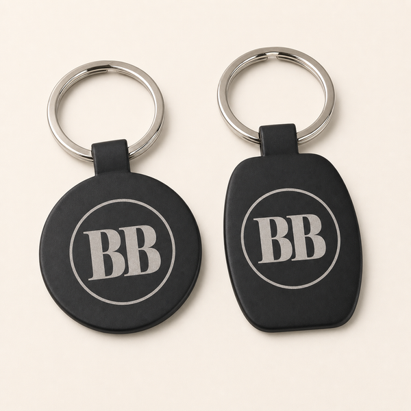 Custom Logo Etched Black Metal Keychains
