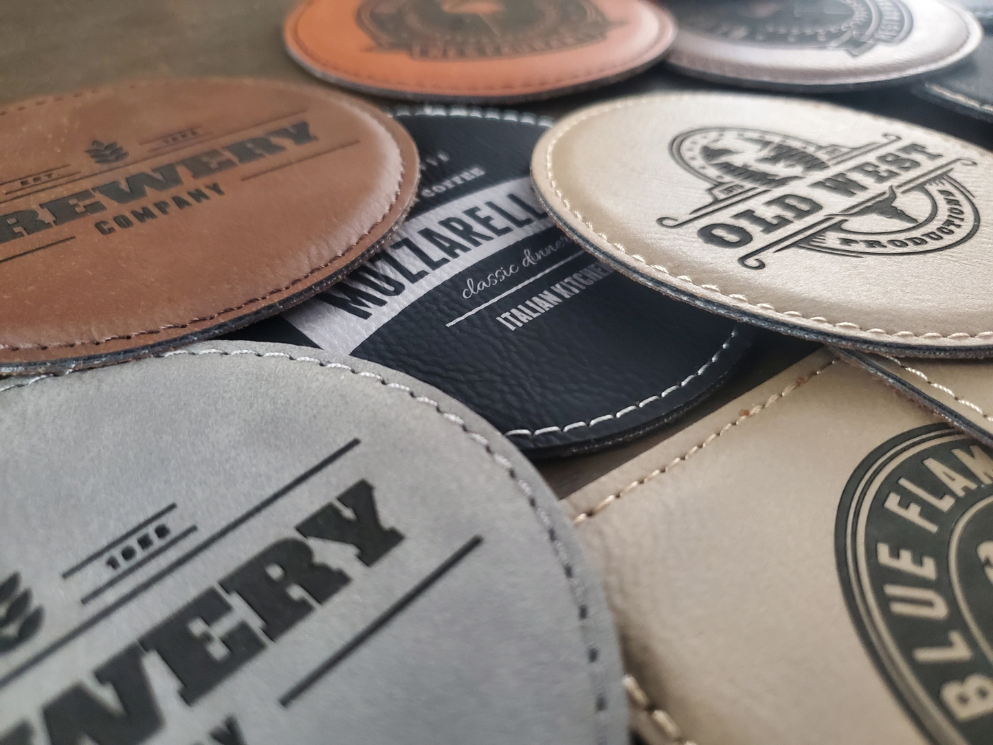 Custom Logo Engraved / Etched Leatherette Coaster