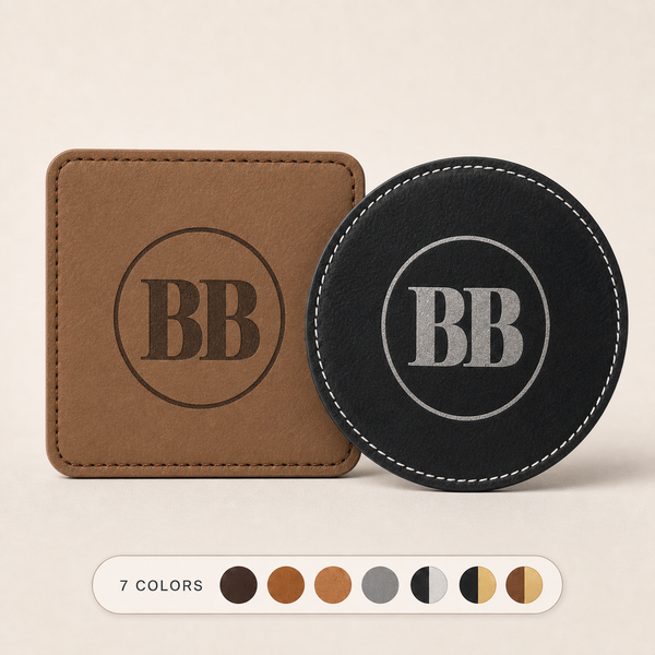Custom Logo Engraved / Etched Leatherette Coaster