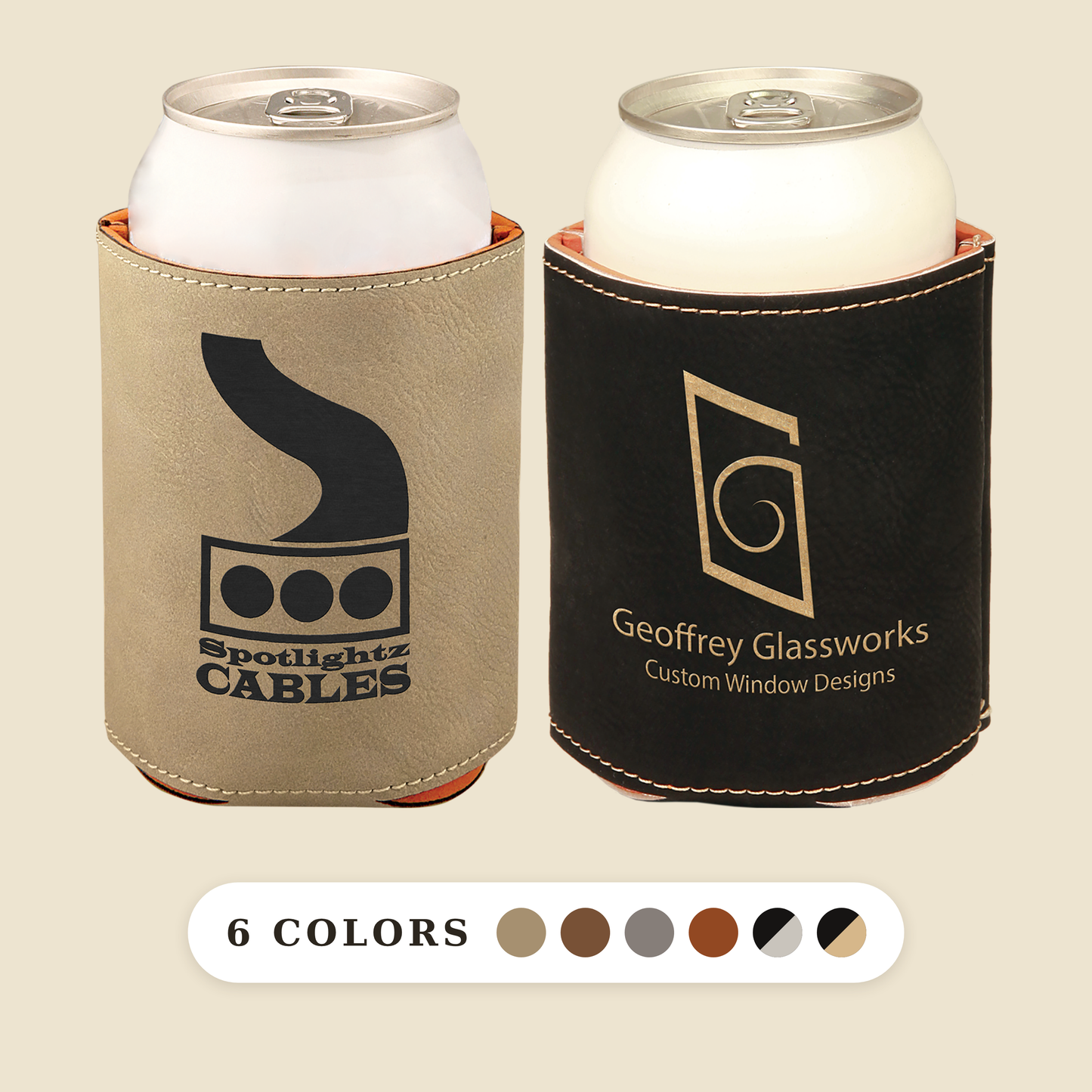Custom Logo Engraved Leatherette Beverage Holder