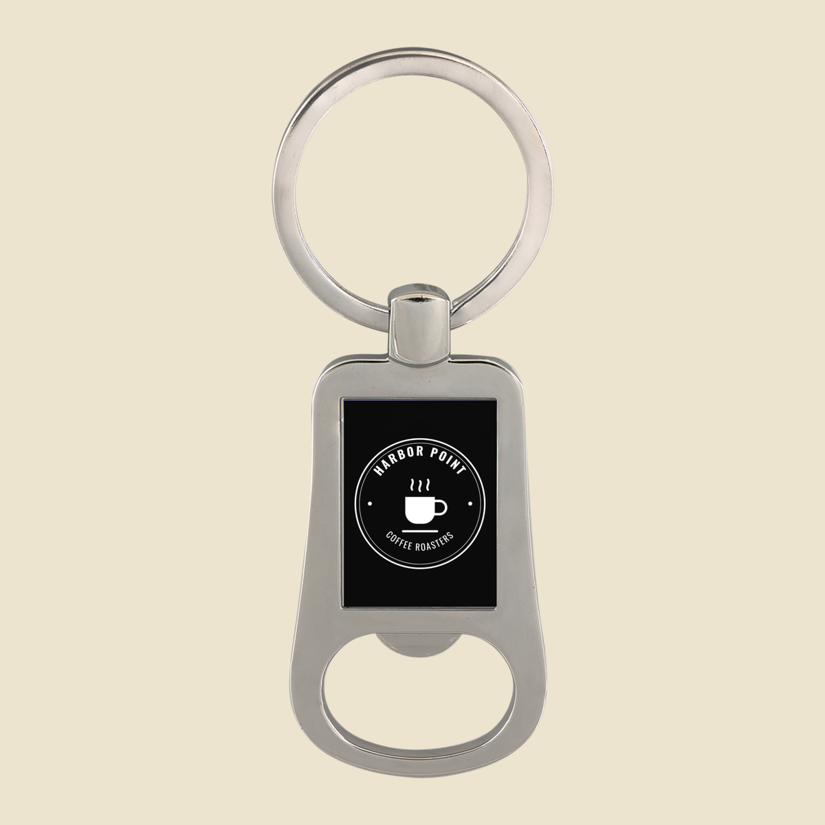Custom Logo Etched Black and Metal Bottle Opener Keychain