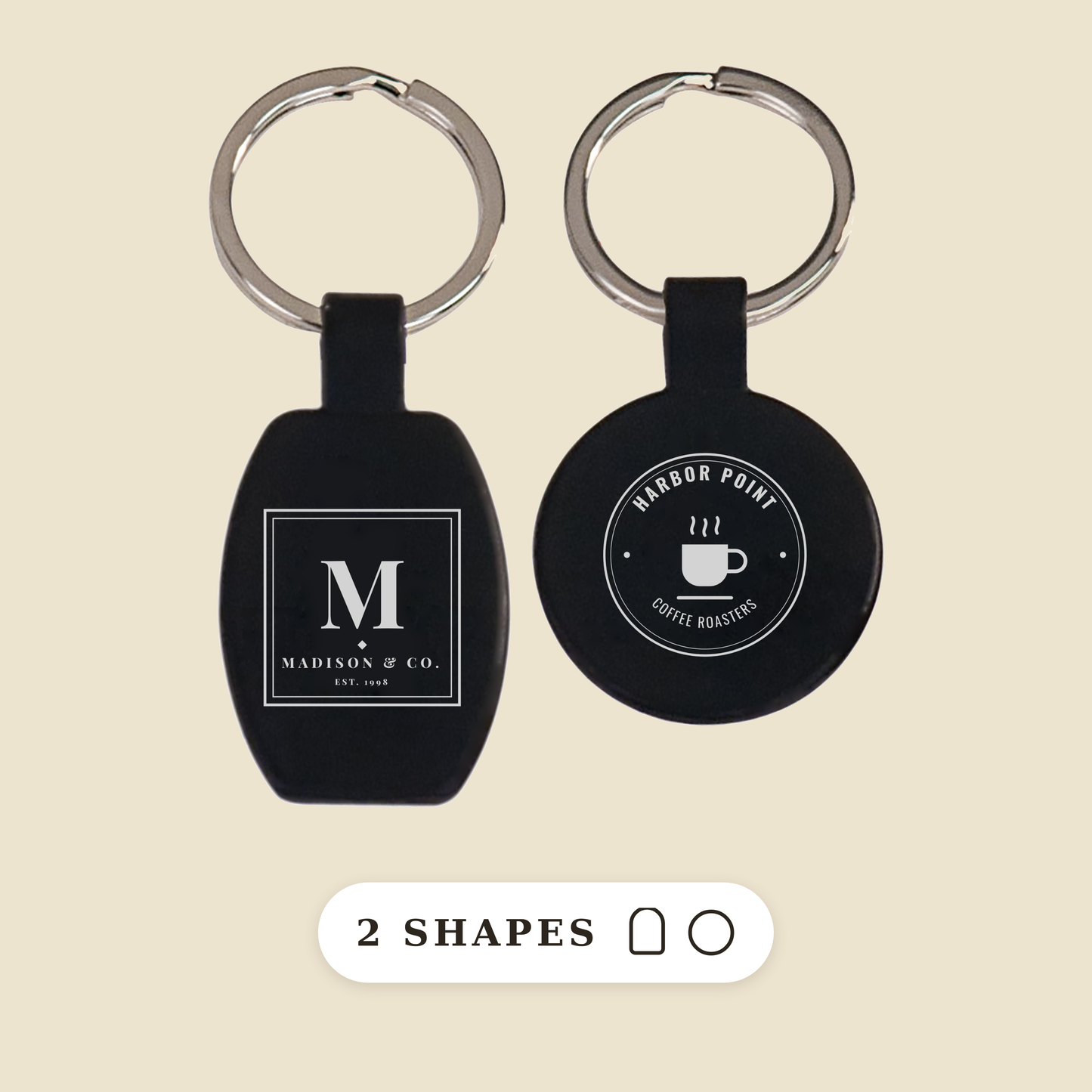 Custom Logo Etched Black Metal Keychains