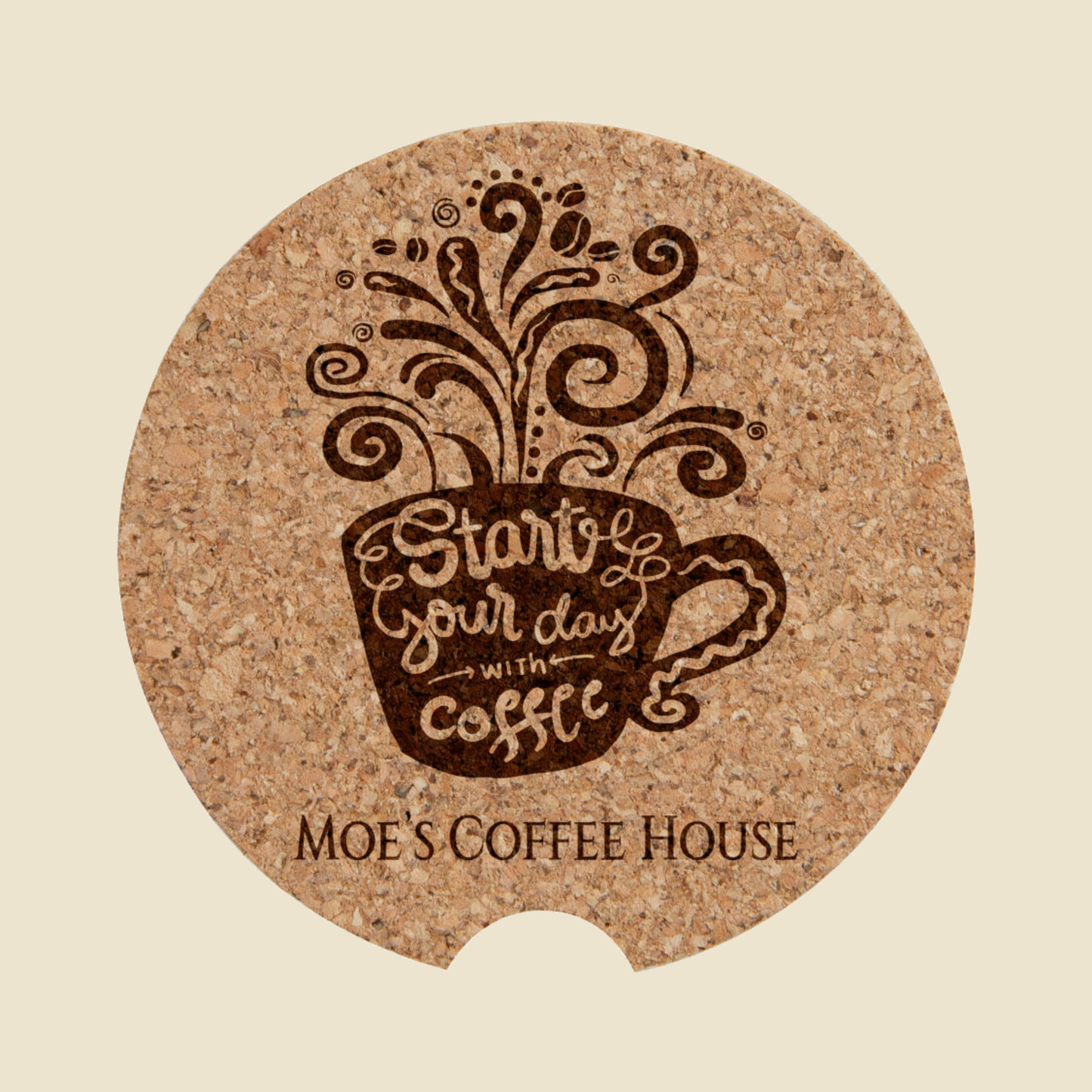 Custom Logo Engraved Cork Car Cup Holder Coasters