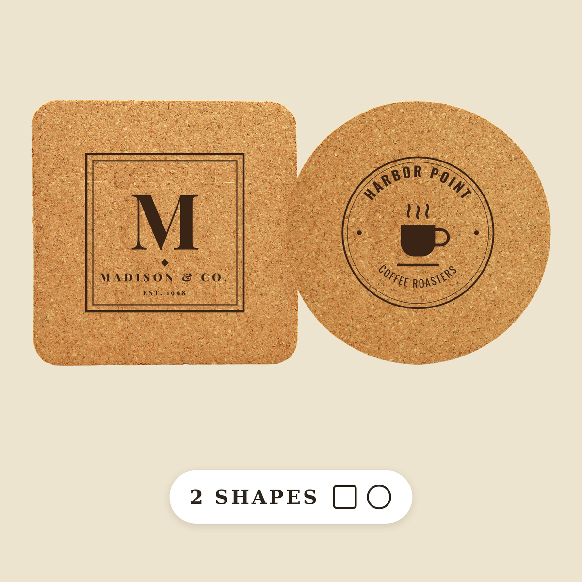 Custom Logo Engraved Cork Coaster