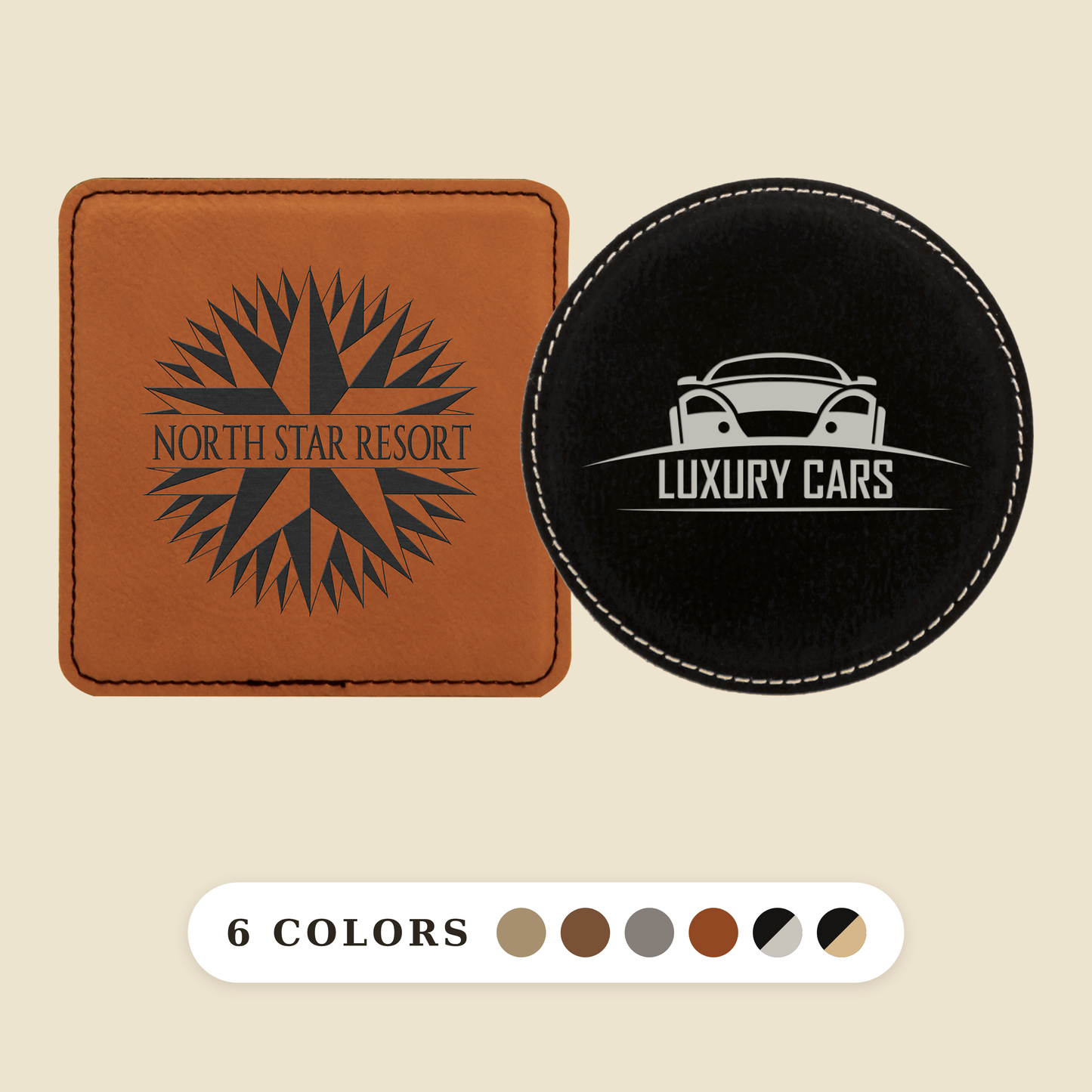 Custom Logo Engraved / Etched Leatherette Coaster