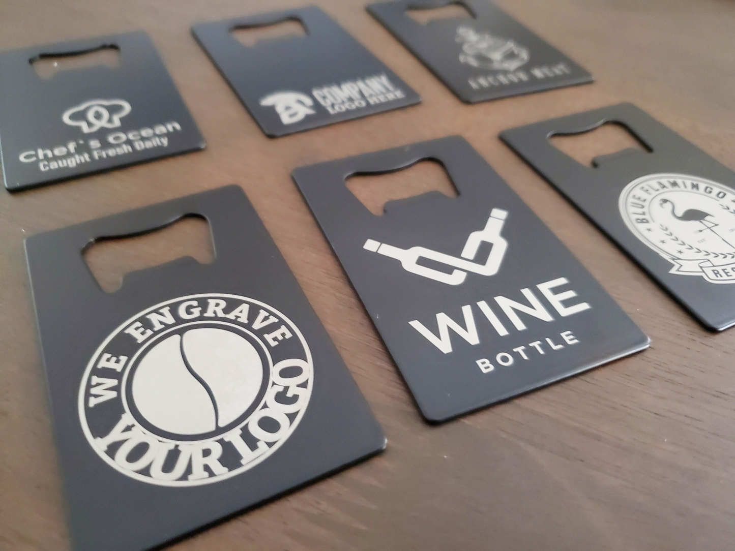 Custom Logo Etched Steel Wallet Bottle Opener