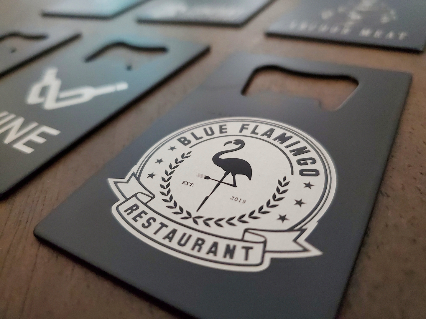 Custom Logo Etched Steel Wallet Bottle Opener