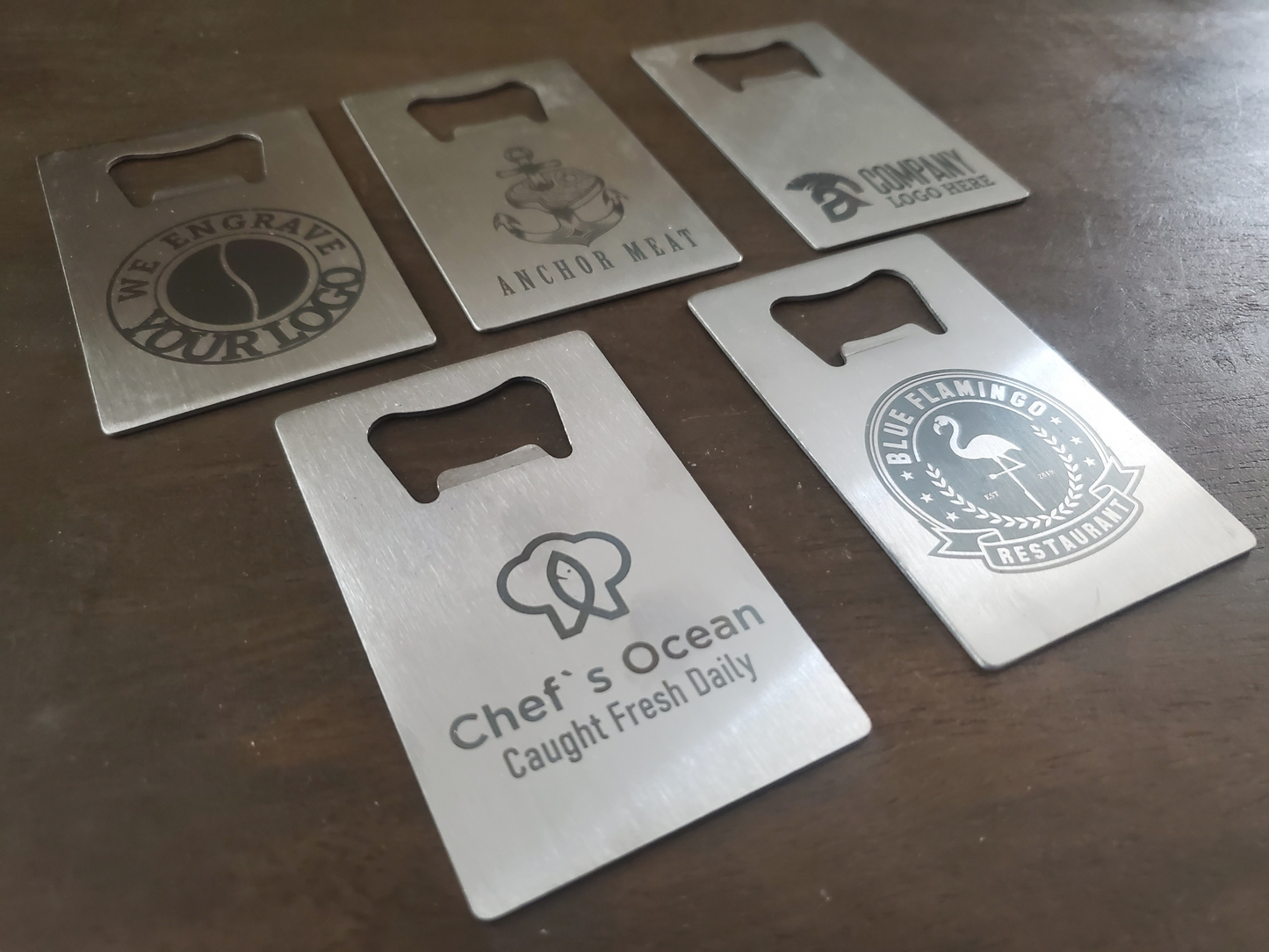 Custom Logo Etched Steel Wallet Bottle Opener