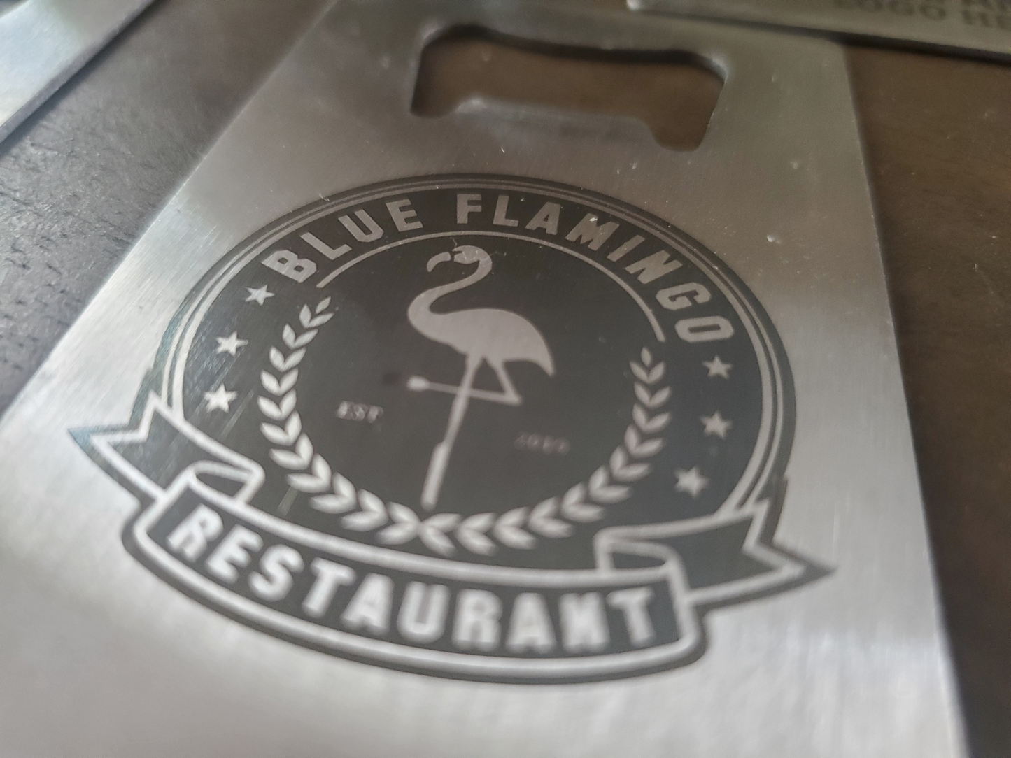 Custom Logo Etched Steel Wallet Bottle Opener