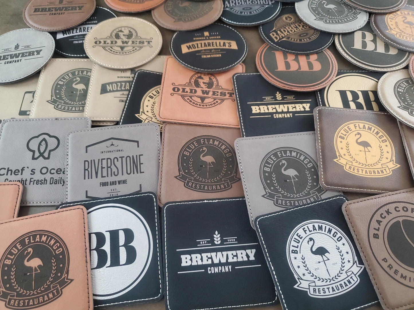 Custom Logo Engraved / Etched Leatherette Coaster