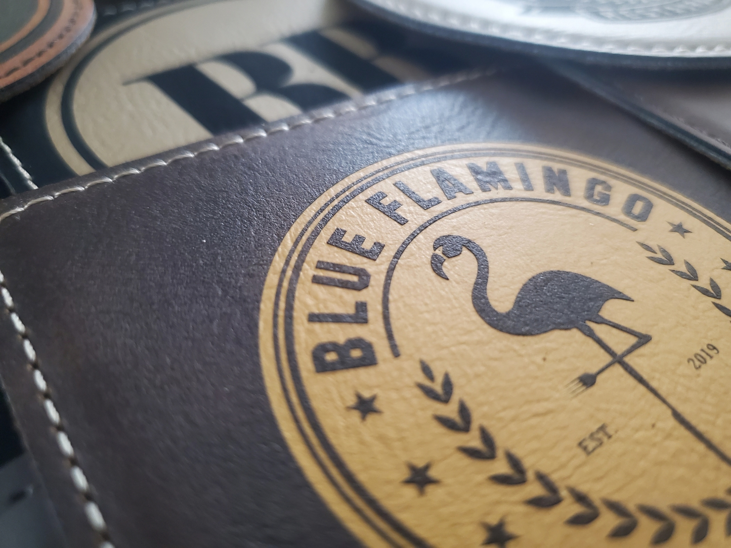 Custom Logo Engraved / Etched Leatherette Coaster