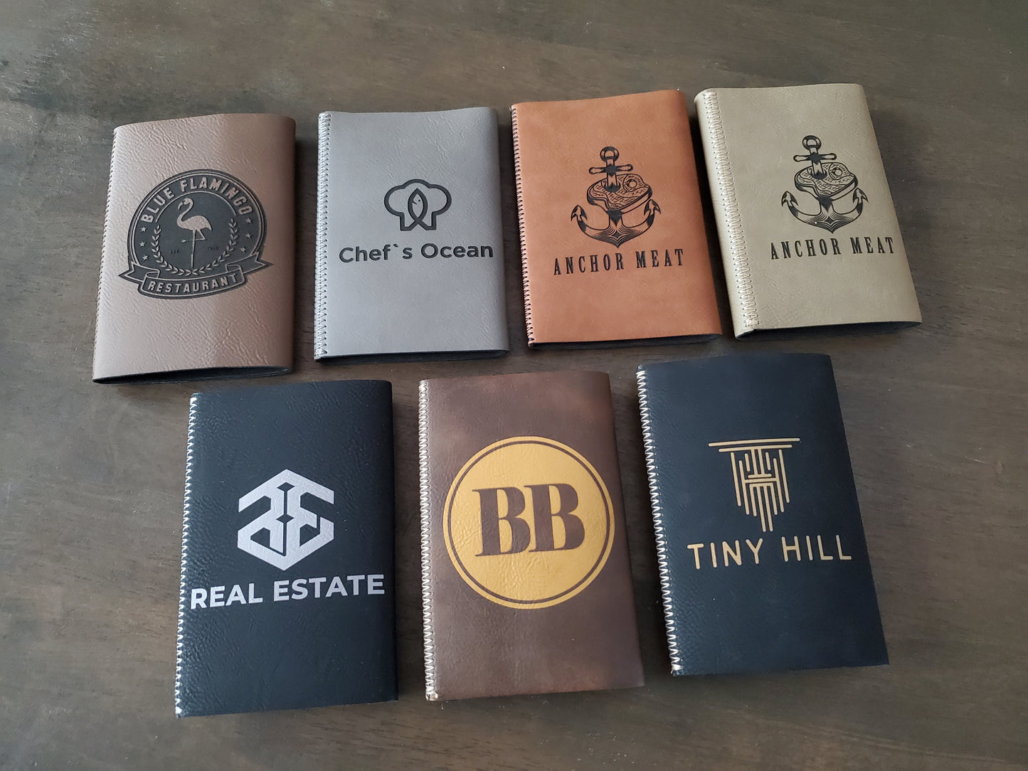 Custom Logo Engraved / Etched Leatherette Slim Beverage Holder