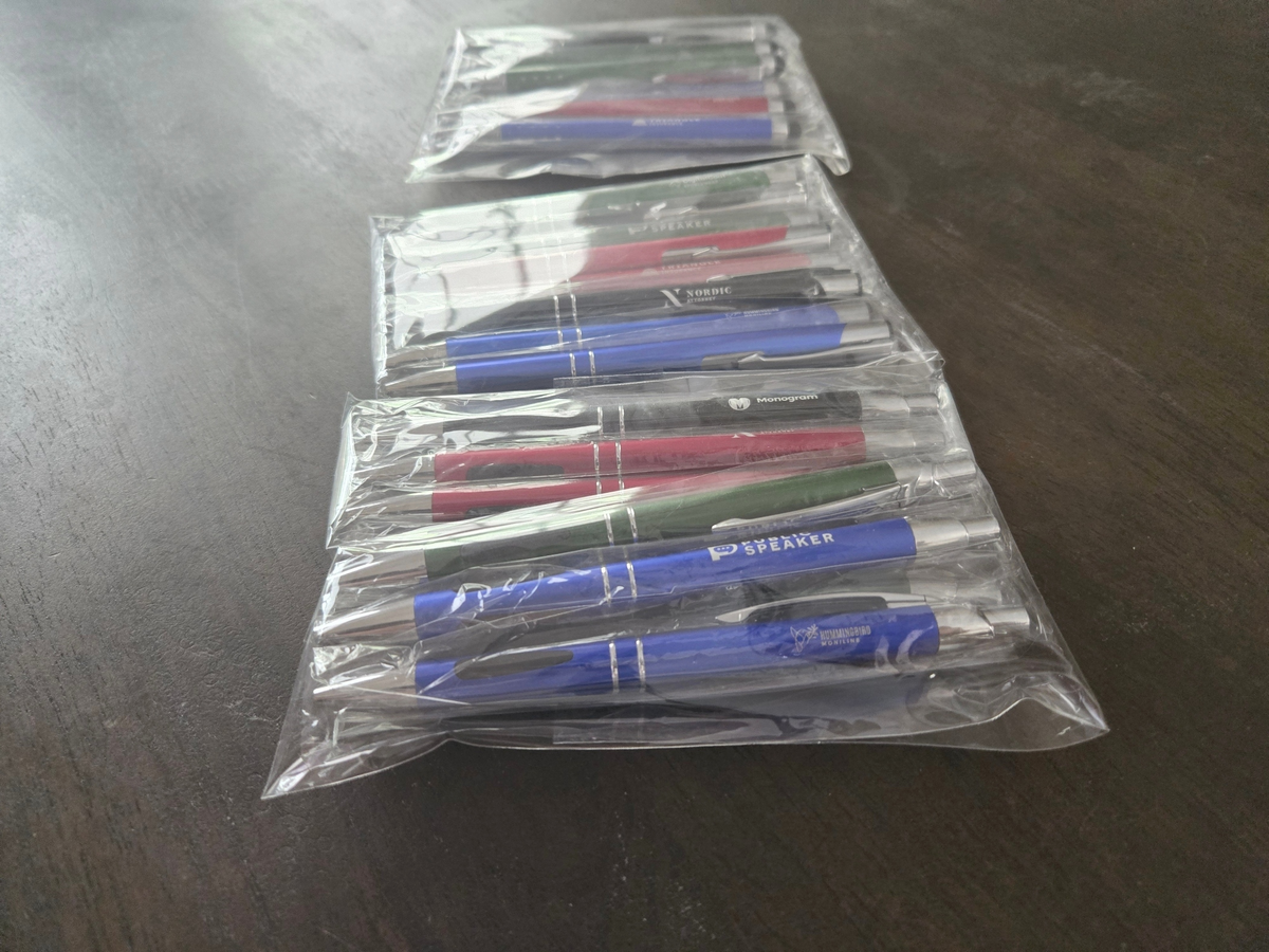 Custom Logo or Text Engraved / Etched Pens (Black Ink)