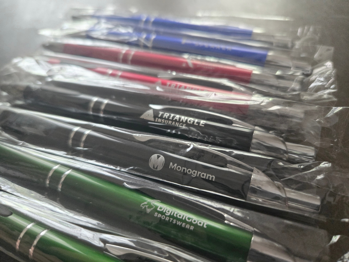Custom Logo or Text Engraved / Etched Pens (Black Ink)