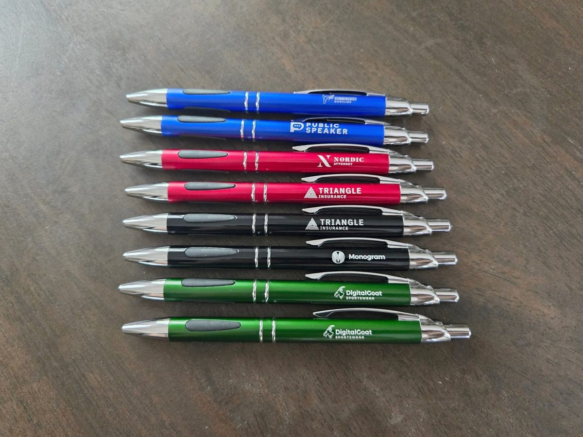 Custom Logo or Text Engraved / Etched Pens (Black Ink)