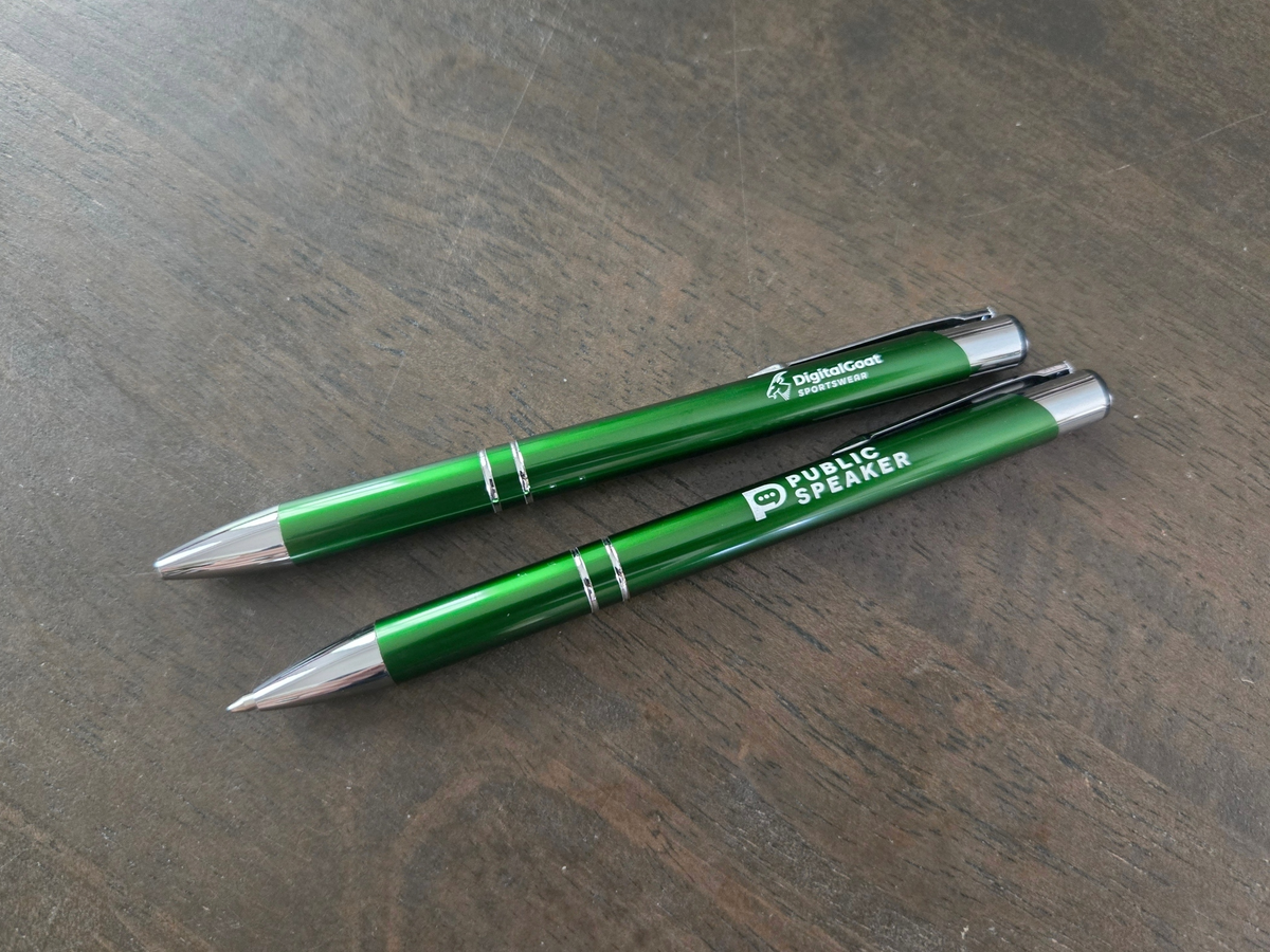 Custom Logo or Text Engraved / Etched Slim Metal Pens (Black Ink)