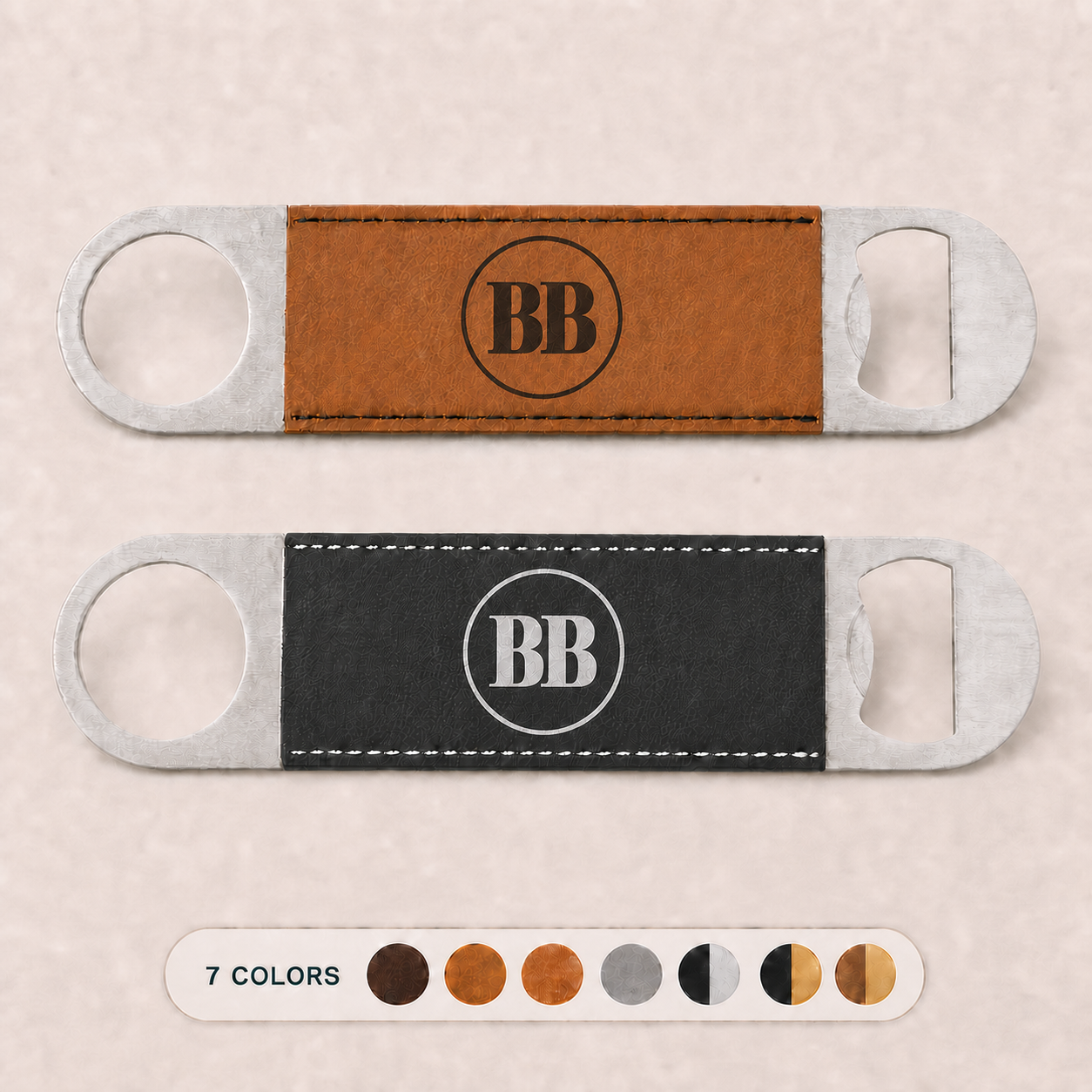 Custom Logo Engraved / Etched Leatherette Bottle Opener