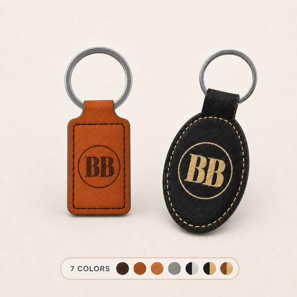Custom Logo Engraved / Etched Leatherette Keychain