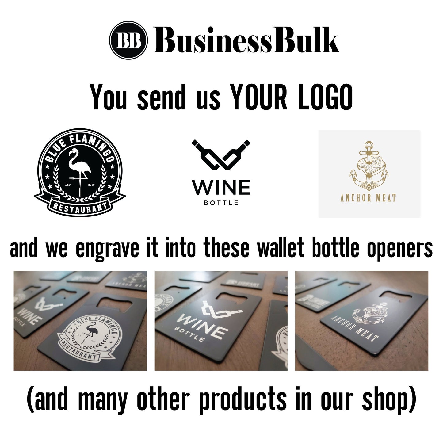 Custom Logo Etched Steel Wallet Bottle Opener