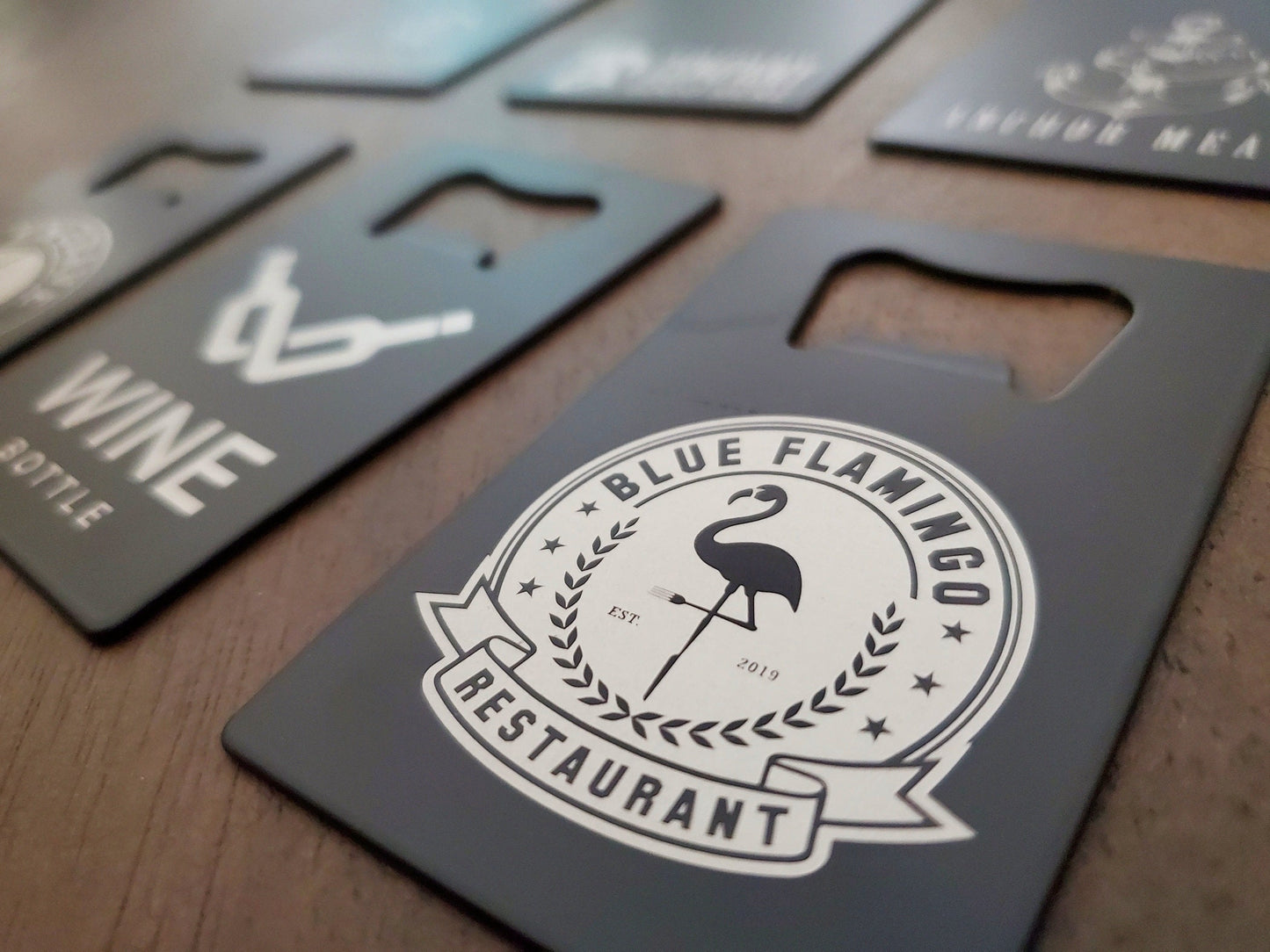 Custom Logo Etched Steel Wallet Bottle Opener
