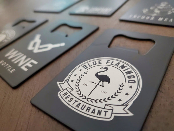 Custom Logo Etched Steel Wallet Bottle Opener