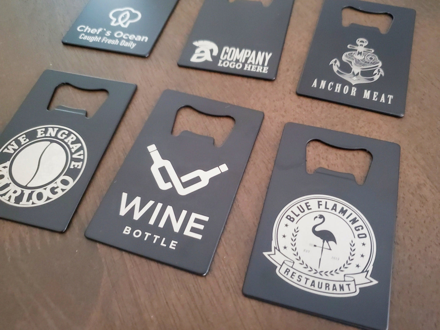 Custom Logo Etched Steel Wallet Bottle Opener