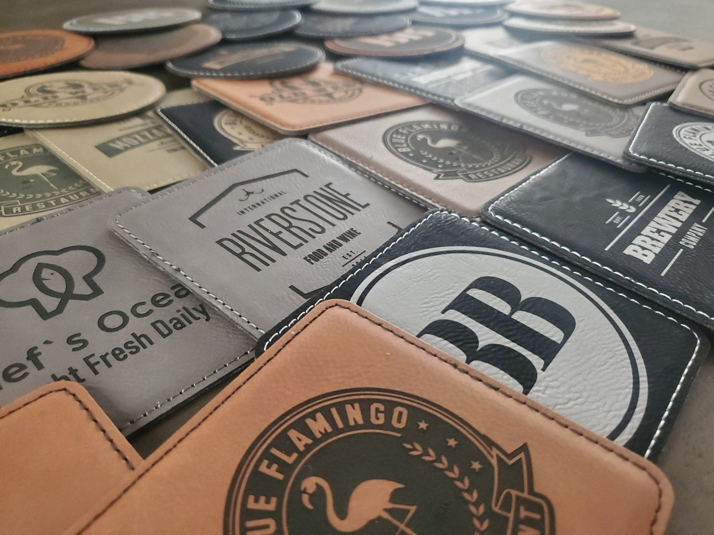 Custom Logo Engraved / Etched Leatherette Coaster