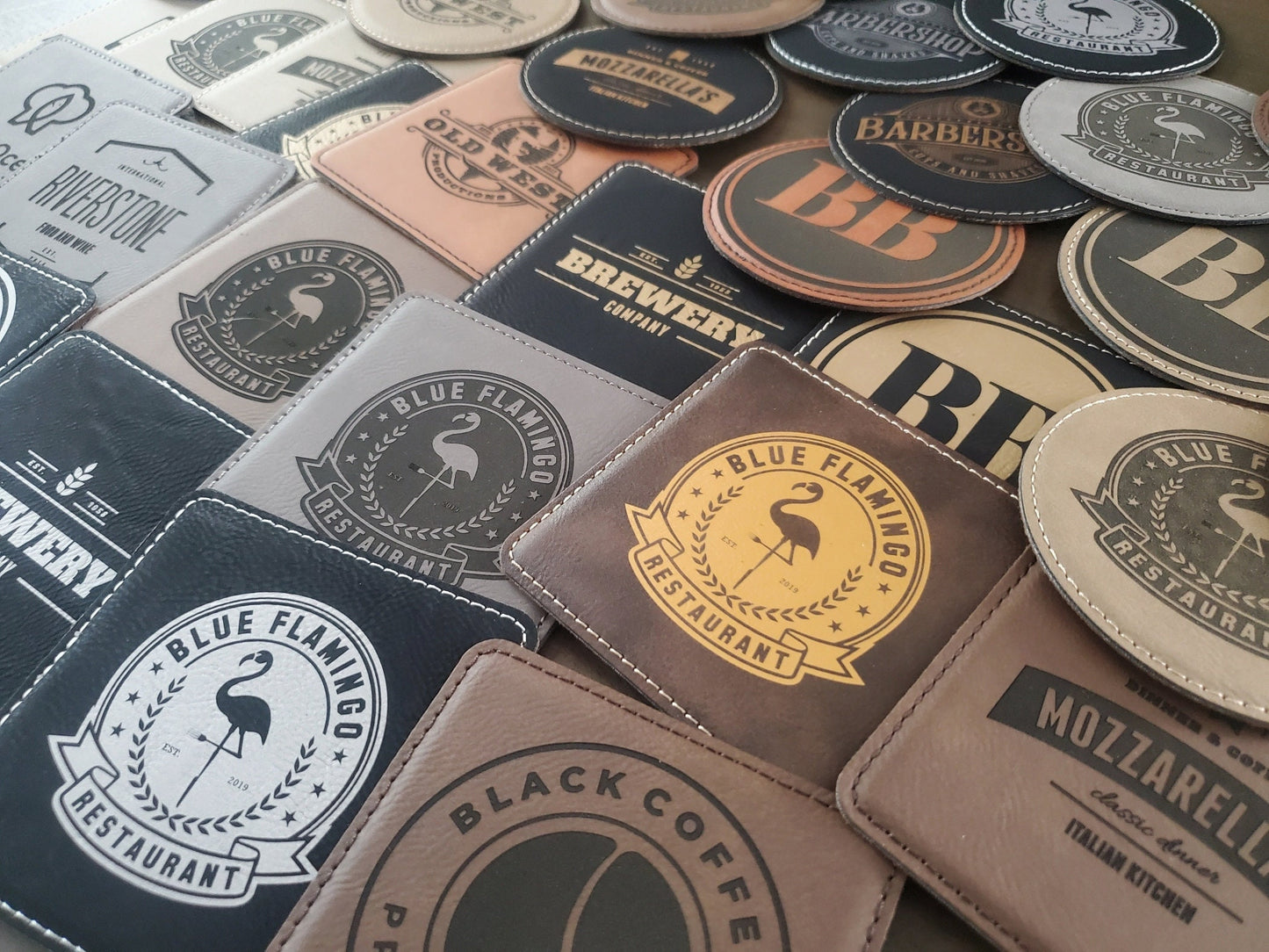 Custom Logo Engraved / Etched Leatherette Coaster