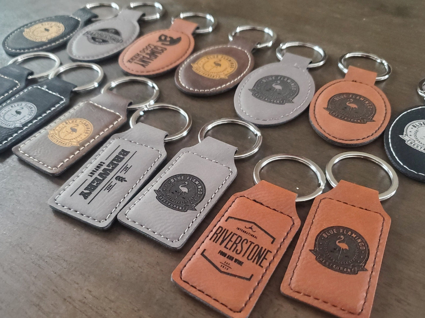 Custom Logo Engraved / Etched Leatherette Keychain