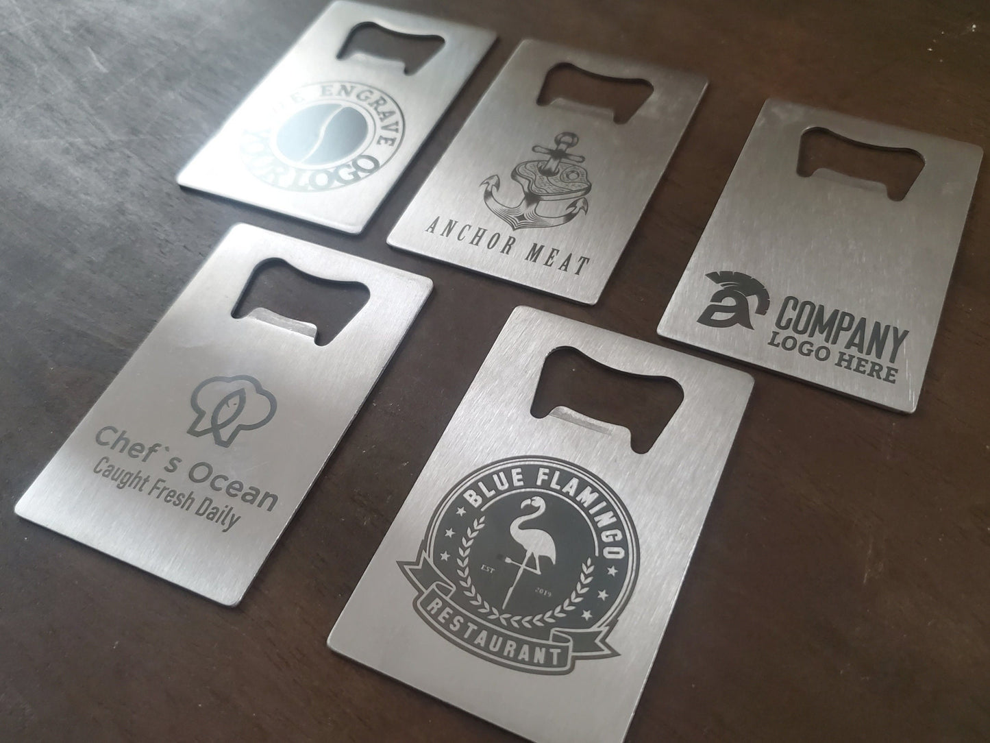 Custom Logo Etched Steel Wallet Bottle Opener