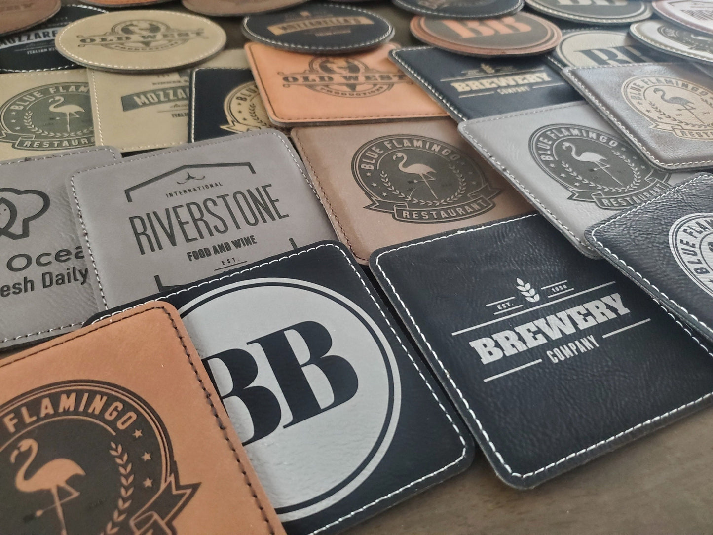 Custom Logo Engraved / Etched Leatherette Coaster