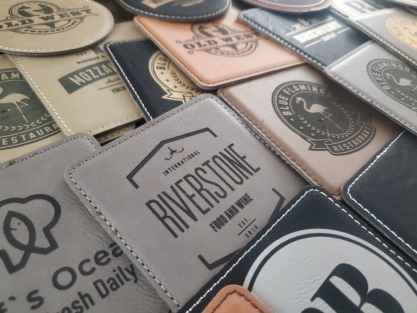 Custom Logo Engraved / Etched Leatherette Coaster