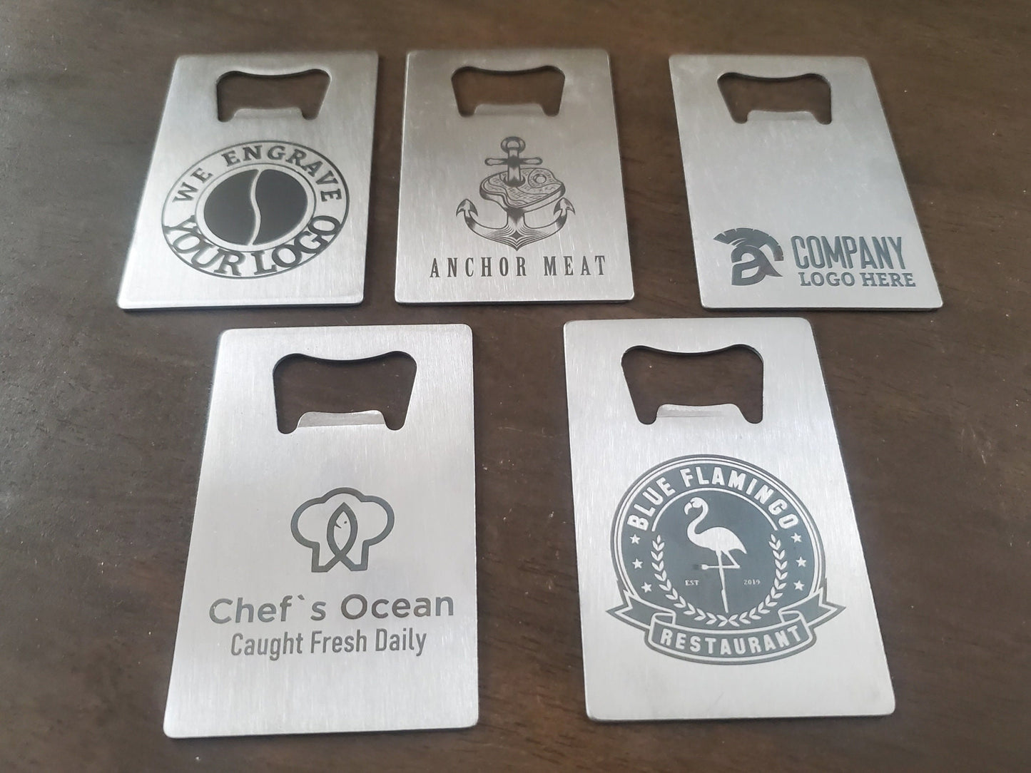 Custom Logo Etched Steel Wallet Bottle Opener