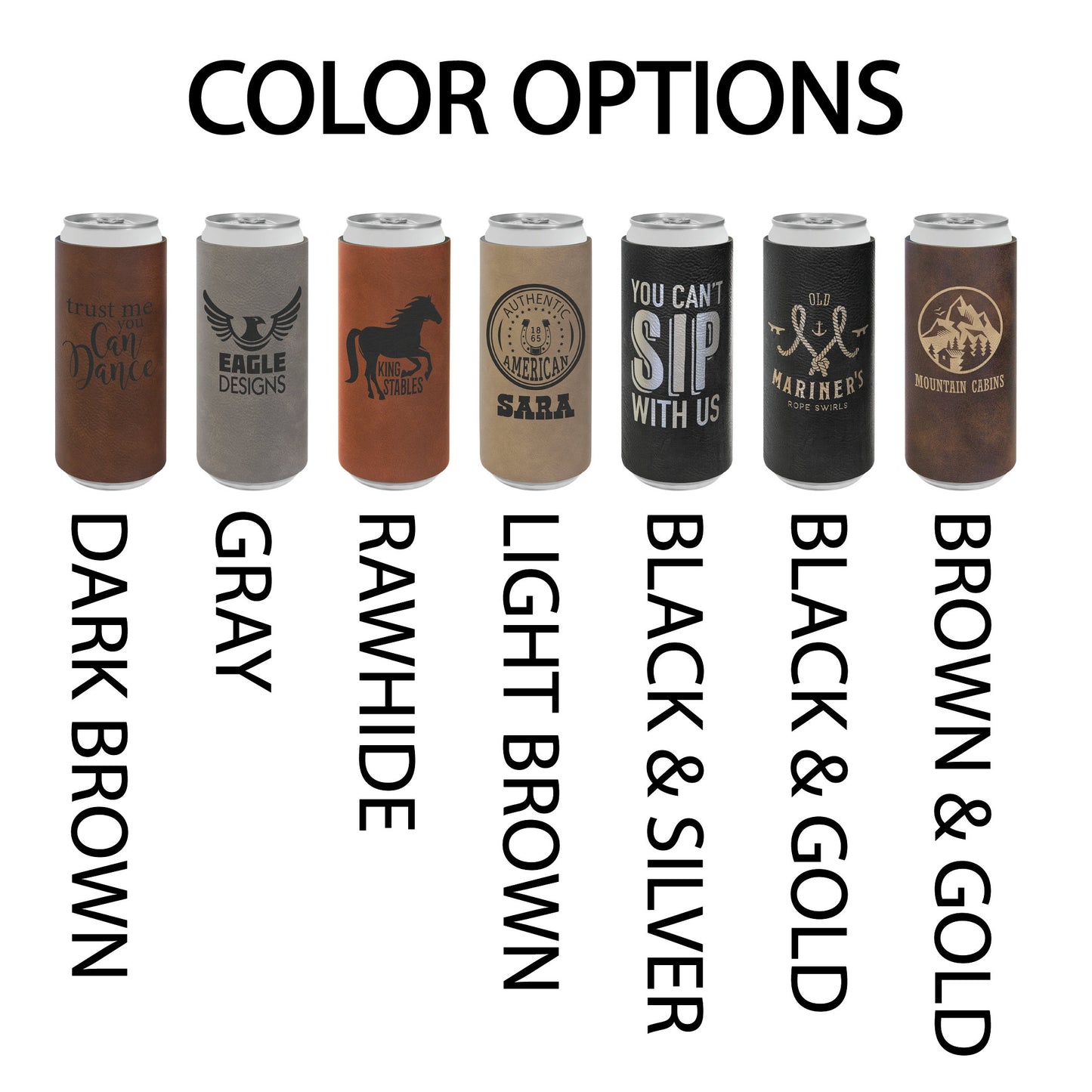 Custom Logo Engraved / Etched Leatherette Slim Beverage Holder